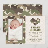Camouflage Heart Baby Photo Faire-part de naissanc (Devant / Derrière)