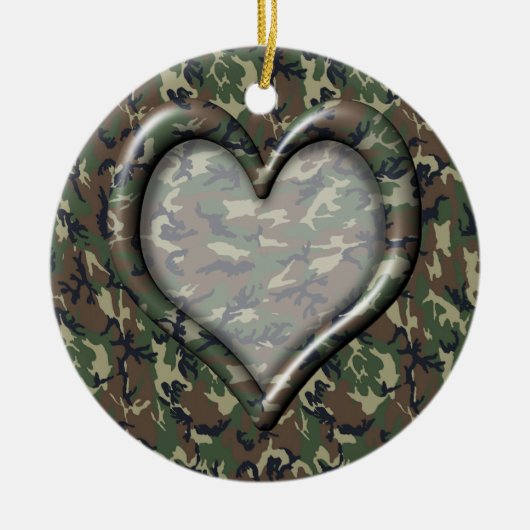 Camouflage Heart Keramisch Ornament (Voorkant)