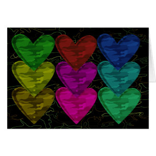 Camouflage Heart Pattern of Colors Card