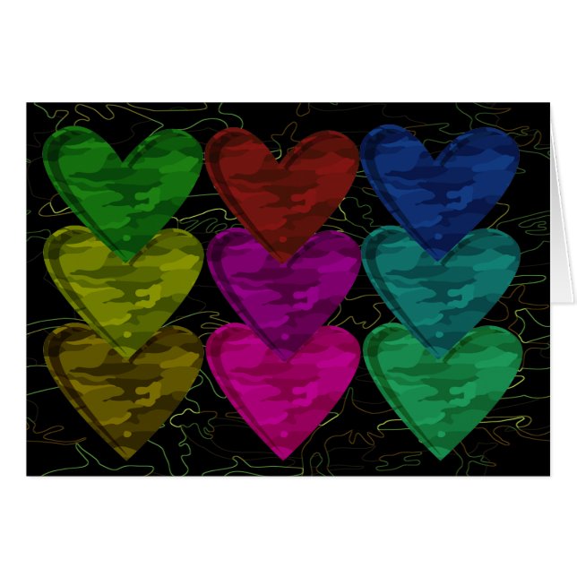 Camouflage Heart Pattern of Colors Card (Voorkant Horizontaal)