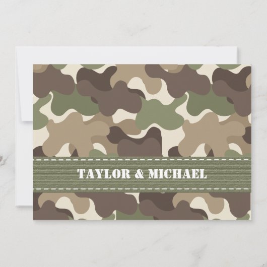 Camouflage Heart Wedding Invites Kaart (Achterkant)