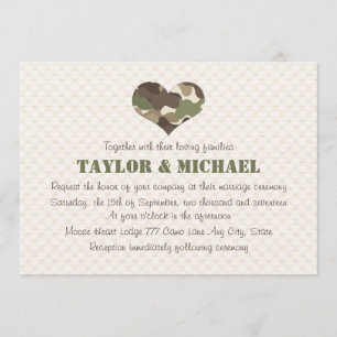 Camouflage Heart Wedding Invites Kaart