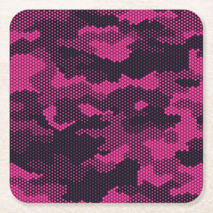 Camouflage hexagonale, militaire textuur achtergro vierkante kartonnen onderzetter