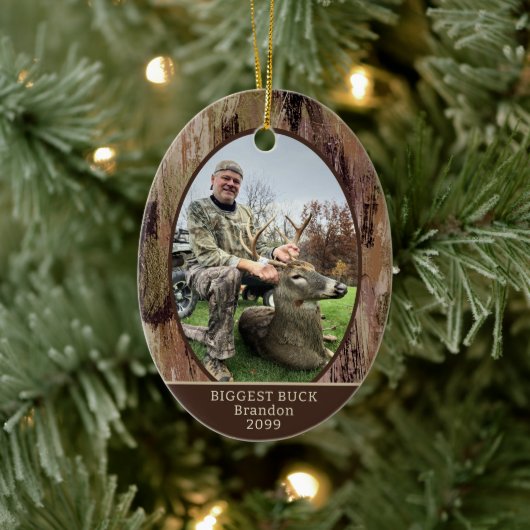 Camouflage Hunting 2 Photos Personalized Keramisch Ornament (Boom)