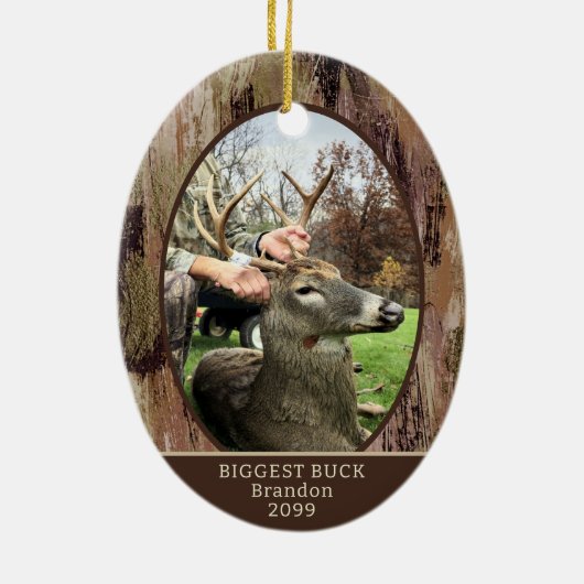 Camouflage Hunting 2 Photos Personalized Keramisch Ornament (Achterkant)