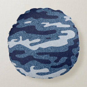Camouflage Jeans achtergrond. gepotte denim Rond Kussen