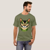 Camouflage kattenportret t-shirt (Voorkant volledig)