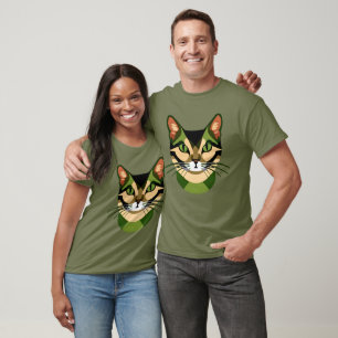 Camouflage kattenportret t-shirt