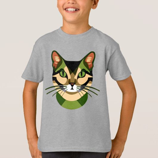 Camouflage kattenportret T-shirt van het Kind (Voorkant)