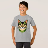 Camouflage kattenportret T-shirt van het Kind (Voorkant volledig)