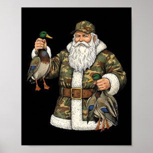 Camouflage Kerstman Wilde Eend Jacht Kerstmis Jage Poster