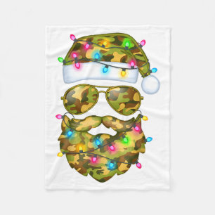 Camouflage Kerstman Zonnebril Camouflage Grappig K Fleece Deken