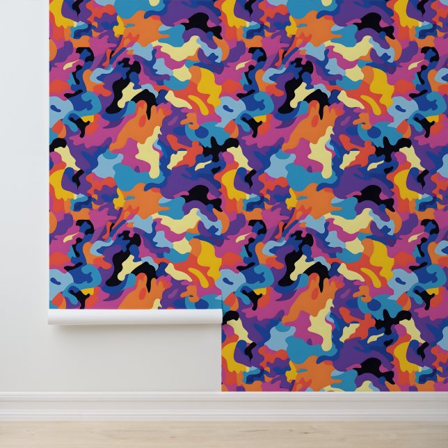 Camouflage kleurrijk patroon behang (Applicatie)