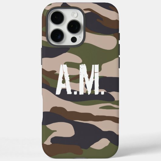 Camouflage Leger Monogram Bruin Groen Case-Mate iPhone Case (Achterkant)