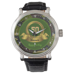 Camouflage legergroen 50th Birthday / hunter party Horloge