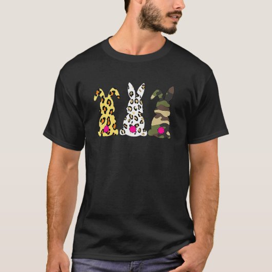 Camouflage Leopard Easter Bunny Rabbit Trio Cute E T-shirt (Voorkant)