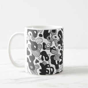 camouflage met abstracte doedelstijl, zwart koffiemok