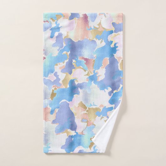 Camouflage Metallic Roze Blauw Goud Abstract Bad Handdoek (Handdoek)
