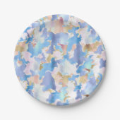 Camouflage Metallic Roze Blauw Goud Abstract Papieren Bordje (Voorkant)