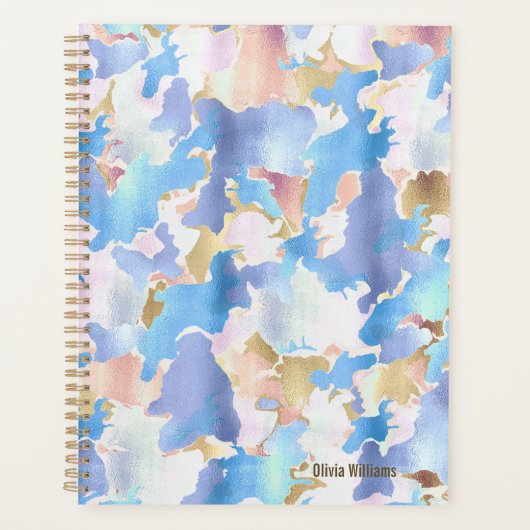 Camouflage Metallic Roze Blauw Goud Abstract Planner (Voorkant)