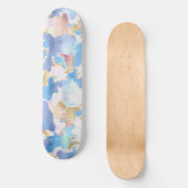 Camouflage Metallic Roze Blauw Goud Abstract Skateboard (Voorkant)