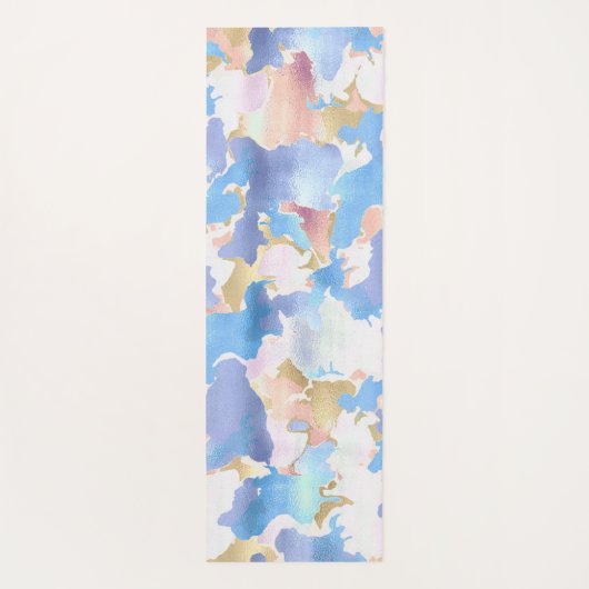 Camouflage Metallic Roze Blauw Goud Abstract Yogamat (Achterkant)