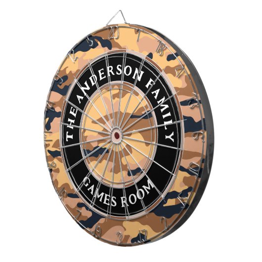 Camouflage militaire jager familienaam speelkamer dartbord (Voorkant Rechts)