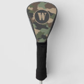 Camouflage Militaire Khaki Groene Tan Monogram Golfheadcover (Voorkant)