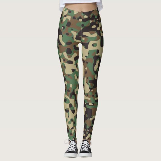 Camouflage Militaire Leger Groen Patroon Leggings (Voorkant)