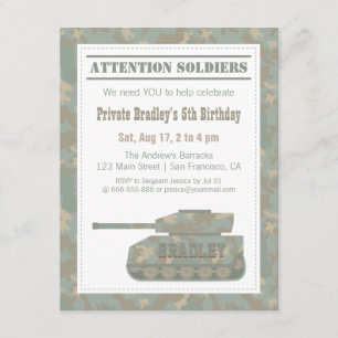 Camouflage Militaire Print Legertank Verjaardagsfe Kaart