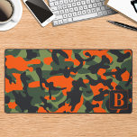 Camouflage monographique personnalisé Hunter Camo<br><div class="desc">Présentez notre tapis de bureau camo, parfait pour ajouter une touche de style d'inspiration militaire à votre bureau à la maison ou à votre installation de jeu. Le design camouflage vert chasseur, noir brun et orange blasé apporte un look robuste et sophistiqué à votre espace de travail. Ce grand tapis...</div>