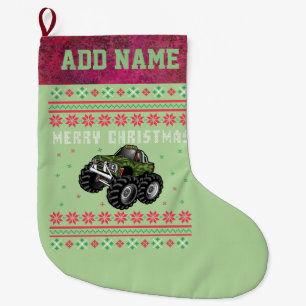 Camouflage Monster Truck Ugly KerstSweater Grote Kerstsok