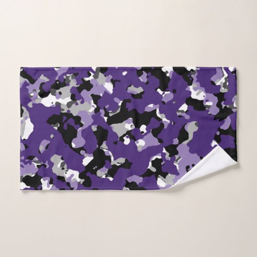 Camouflage noir blanc violet gris (Serviette à main)