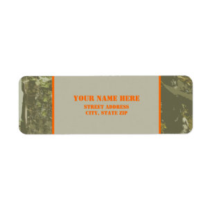 Camouflage & Oranje adres Etiket sticker
