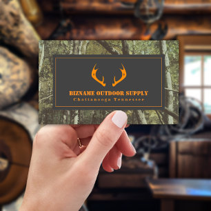 Camouflage + Oranje Deer Antlers Outdoor Retail Visitekaartje