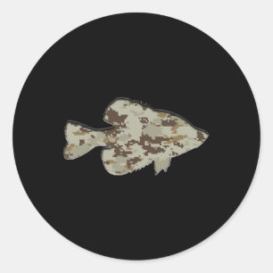 Camouflage Pan Fish Silhouette Digitale Camo Crapp Ronde Sticker
