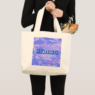 Camouflage pastel blauw Abstract patroon Grote Tote Bag