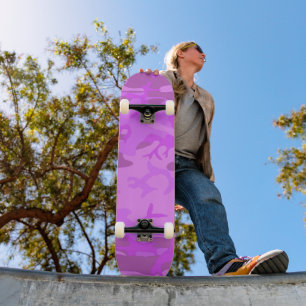 Camouflage Pastel Paarse Abstracte Patroon Skateboard