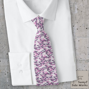 Camouflage Patroon in dubbel grijs en roze Stropdas