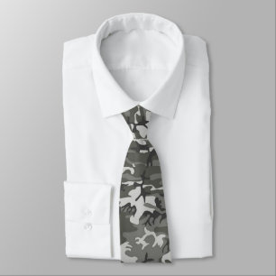 Camouflage Patroon, tinten van grijs met zwart Stropdas