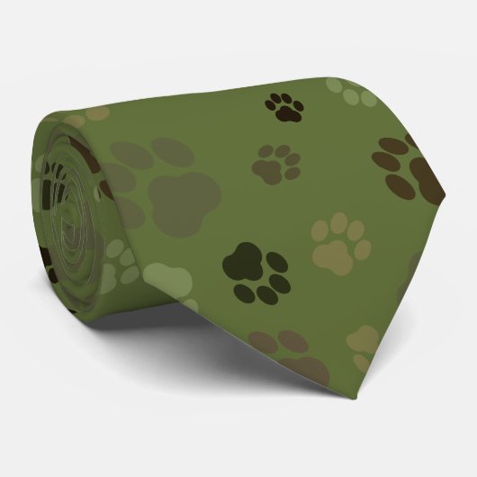 Camouflage Pawprint Stropdas (Opgerold)