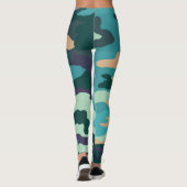 Camouflage Personnalisé Leggings Bleu, Vert (Dos)