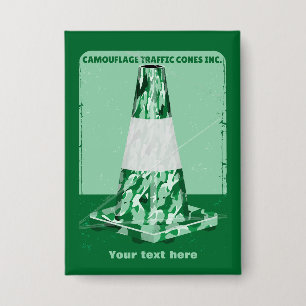 Camouflage rode kegel grappig verkeer kegel button