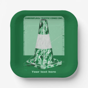 Camouflage rode kegel grappig verkeer kegel papieren bordje