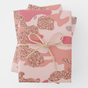 Camouflage Roos Gold Blush Roze Camo Legerpatroon Inpakpapier Vel