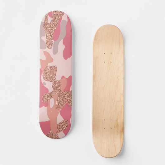 Camouflage Roos Gold Blush Roze Camo Legerpatroon Skateboard (Voorkant)