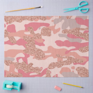 Camouflage Roos Gold Blush Roze Camo Legerpatroon Tissuepapier