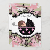 Camouflage rose Bébé Fille Douche Invitations (Devant / Derrière)