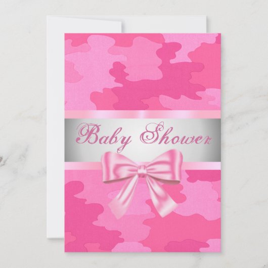 Camouflage rose Bow Baby shower Invitation (Devant)