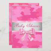Camouflage rose Bow Baby shower Invitation (Devant / Derrière)